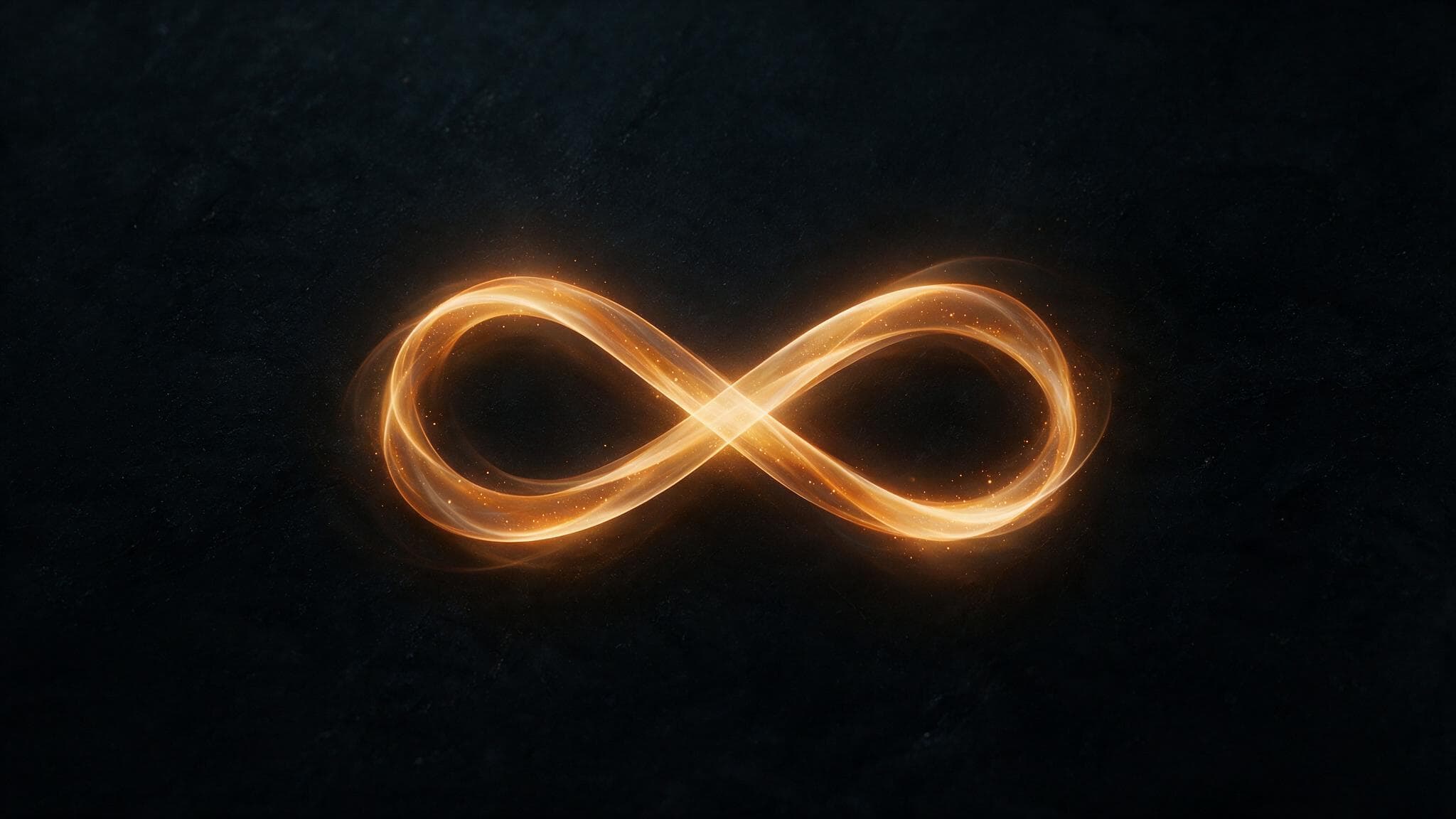 Símbolo do infinito em traços de luz dourada sobre fundo escuro, símbolo da neurodiversidade